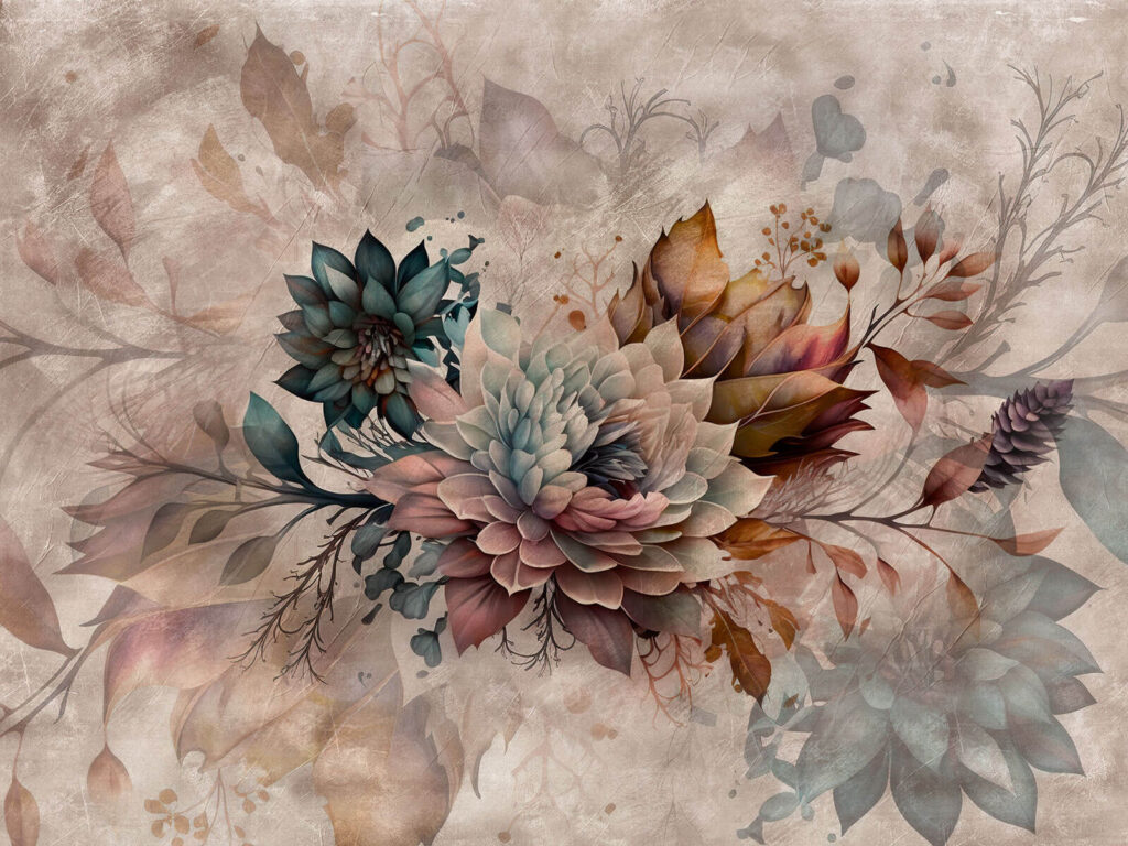 Grandi fiori e rametti — design completo