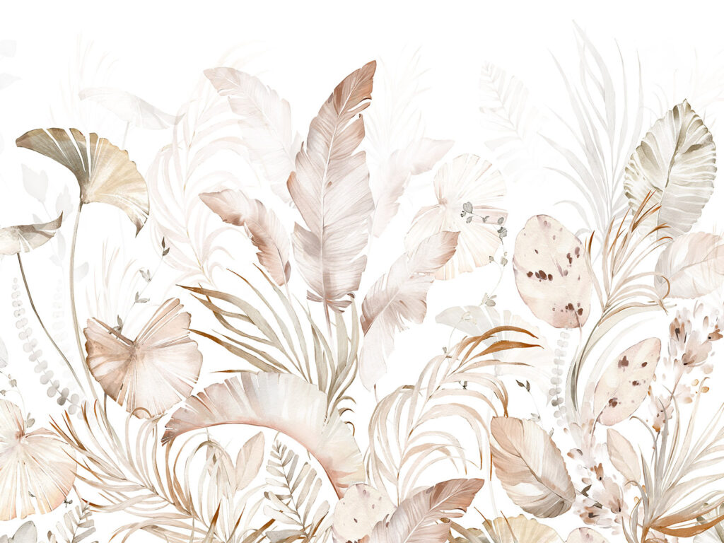 Foglie lunghe e fiori — design completo