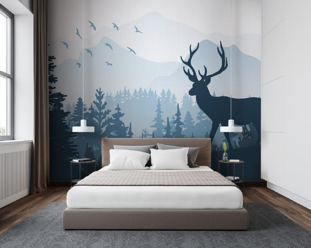 Cervo su collina blu — ambiente 2