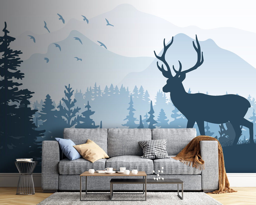 Cervo su collina blu — ambiente 3