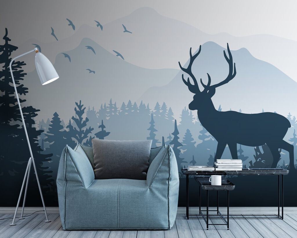 Cervo su collina blu — ambiente 1