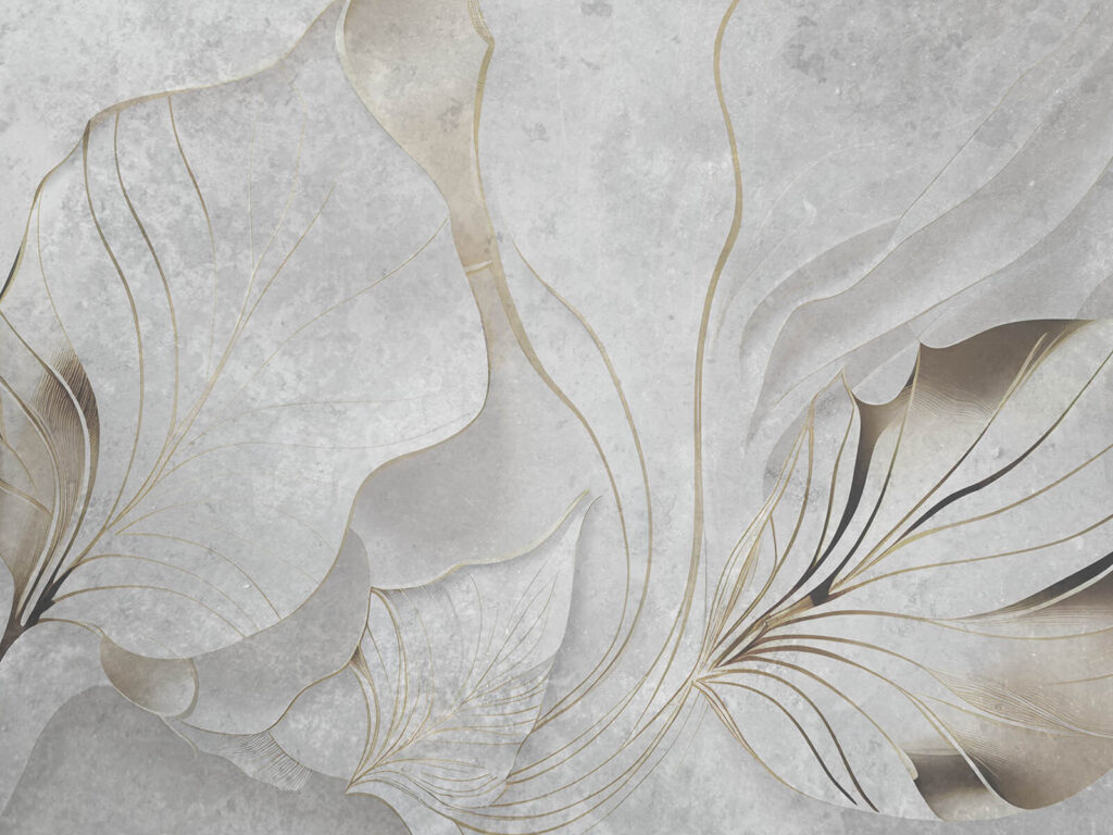 Foglie bianche venate d’oro — design completo