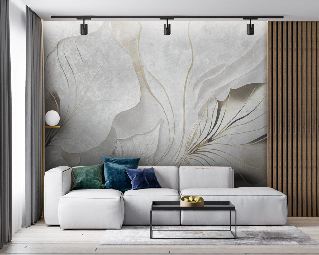 Foglie bianche venate d’oro — ambiente 2