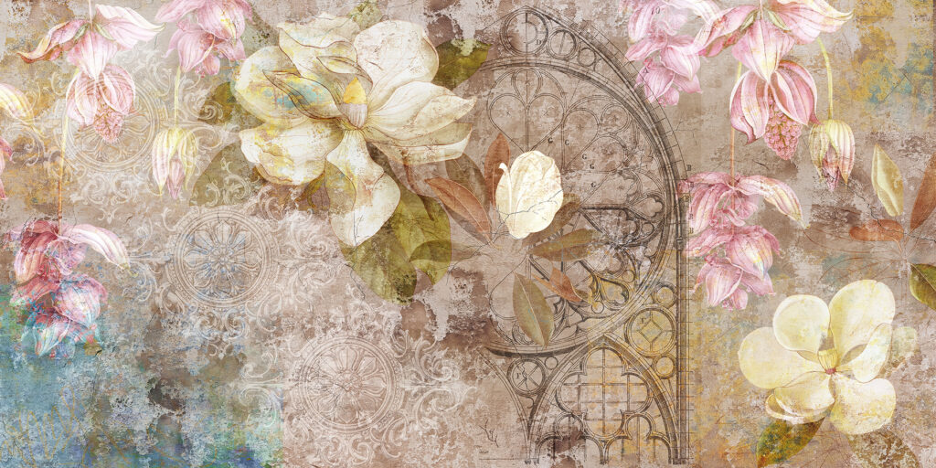 Fiori su ornamento antico — design completo