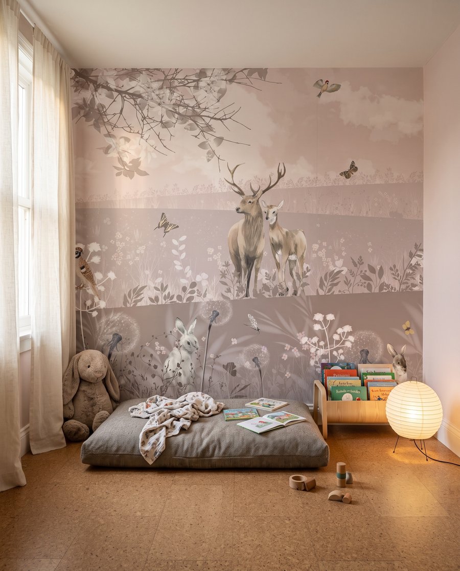 Cervi in prati rosa — ambiente 3