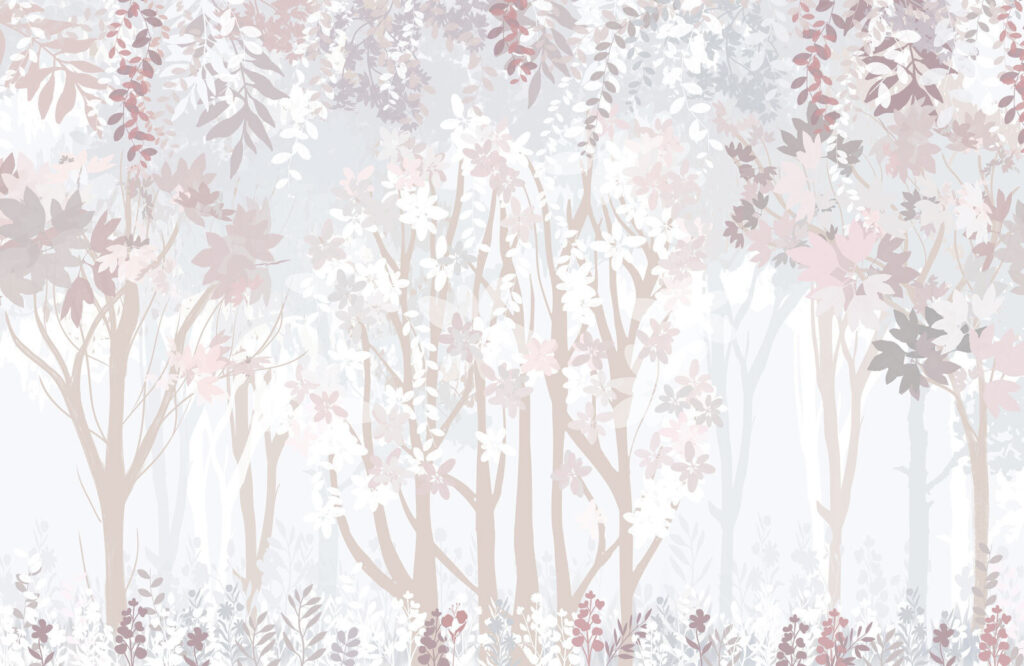 Tronchi rosa nel bosco — design completo