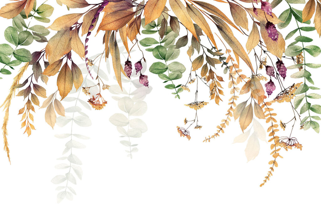 Foglie appese con bacche — design completo