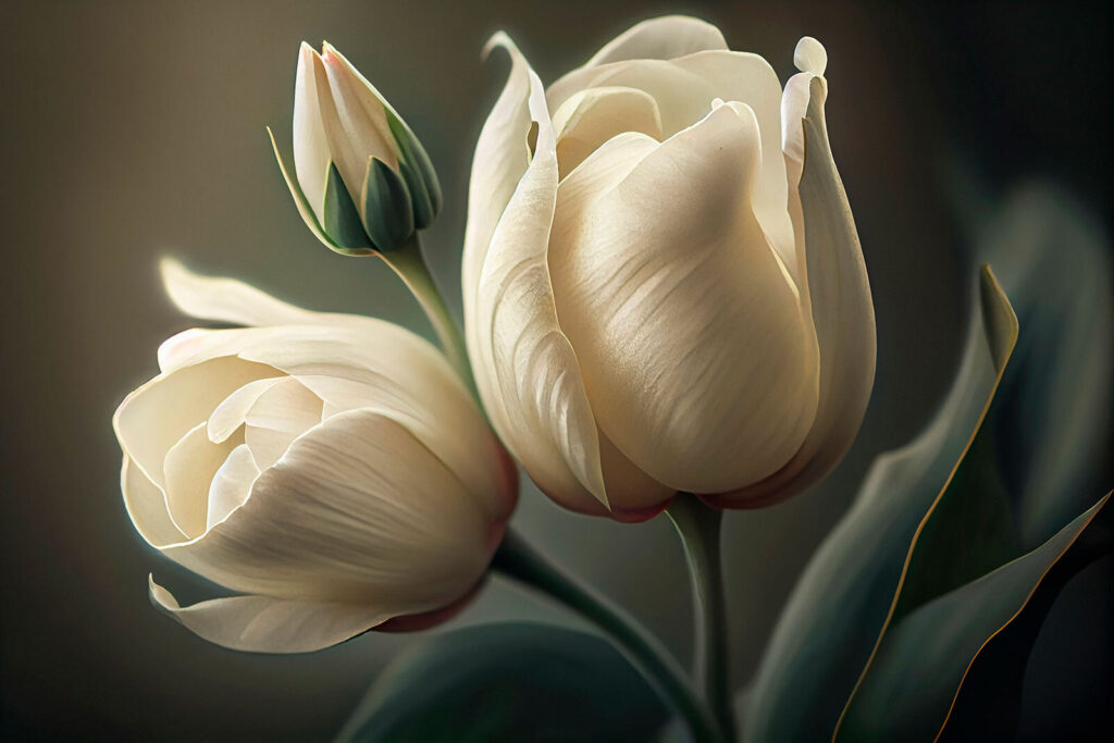 Tulipani crema nell’ombra — design completo