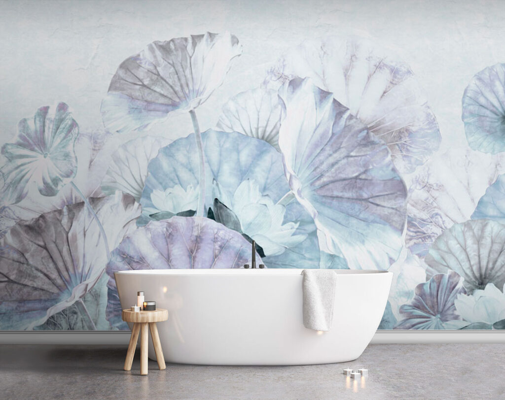 Foglie azzurre ad acquerello — ambiente 1