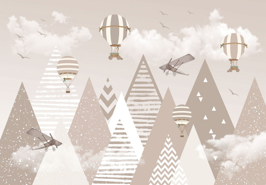 Mongolfiere sopra i monti — design completo