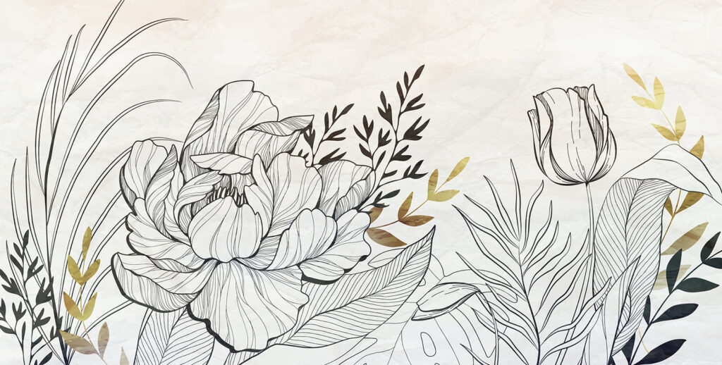 Fiori con foglie d’oro — design completo