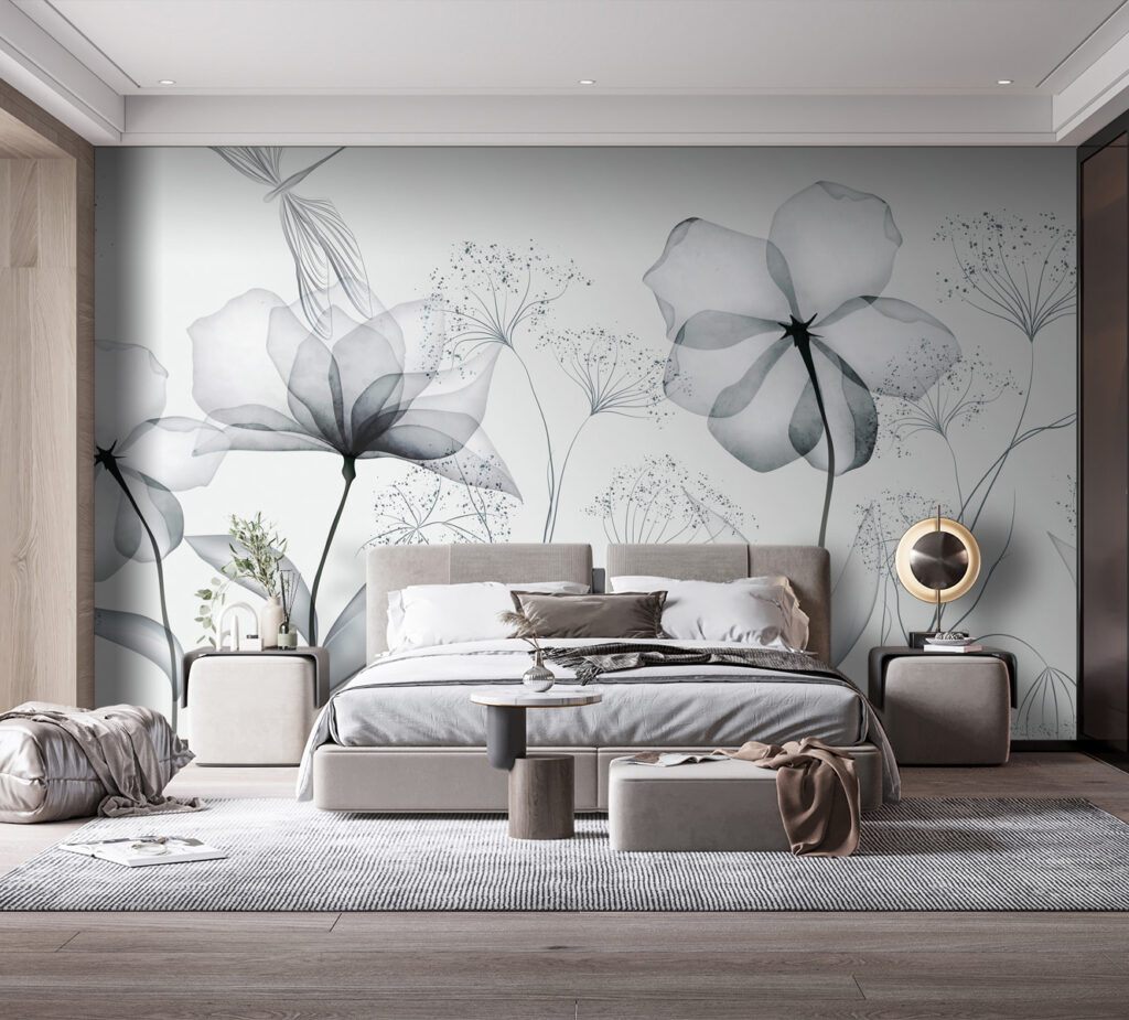 Fiori trasparenti grigio azzurro — ambiente 3