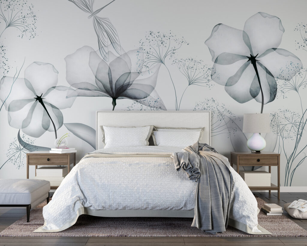 Fiori trasparenti grigio azzurro — ambiente 2