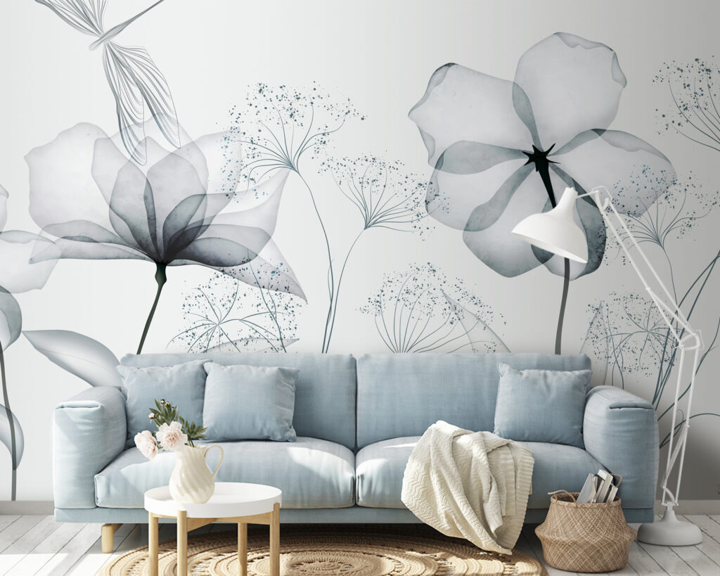 Fiori trasparenti grigio azzurro — ambiente 4
