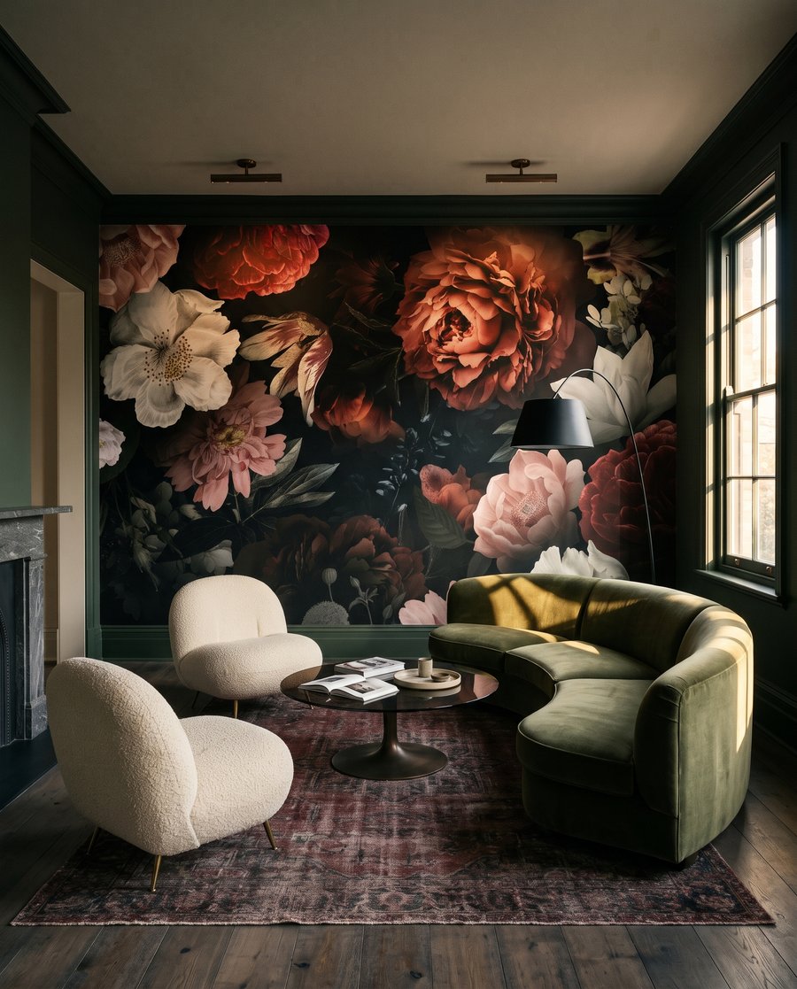 Fiori nell’ombra profonda in un ambiente