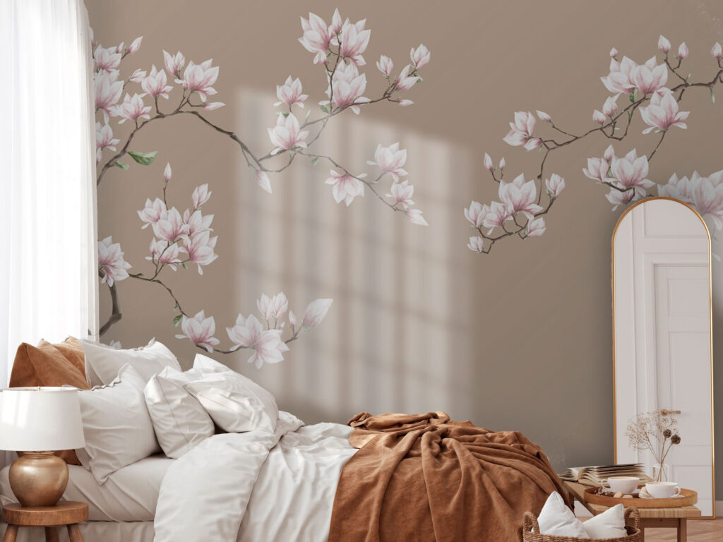Magnolia rosa su tortora — ambiente 2
