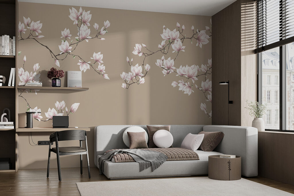 Magnolia rosa su tortora — ambiente 4