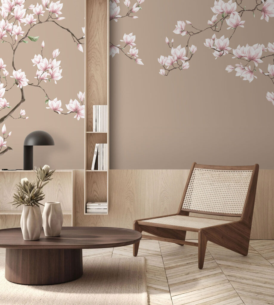 Magnolia rosa su tortora — ambiente 1