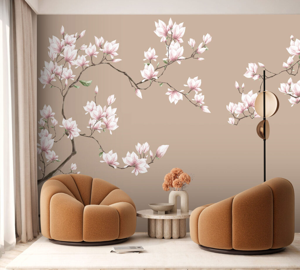 Magnolia rosa su tortora — ambiente 3