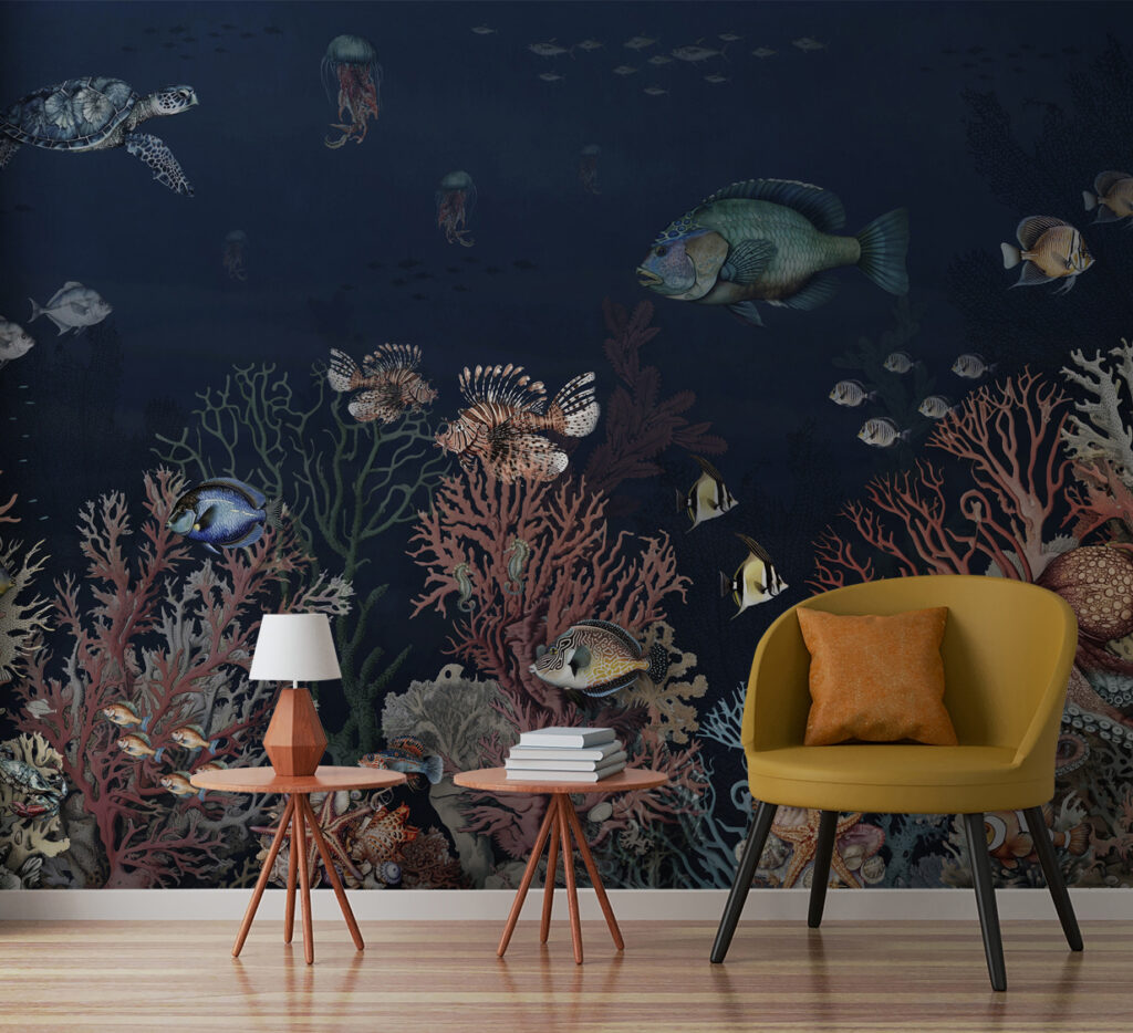 Barriera corallina blu in un ambiente