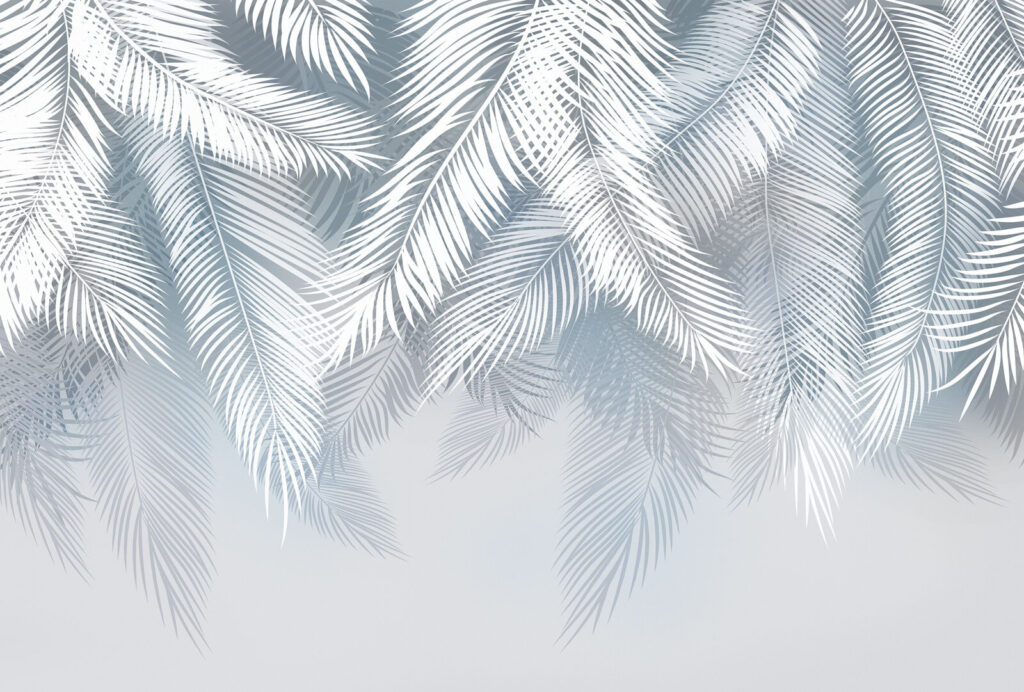 Fronde bianche su azzurro — design completo