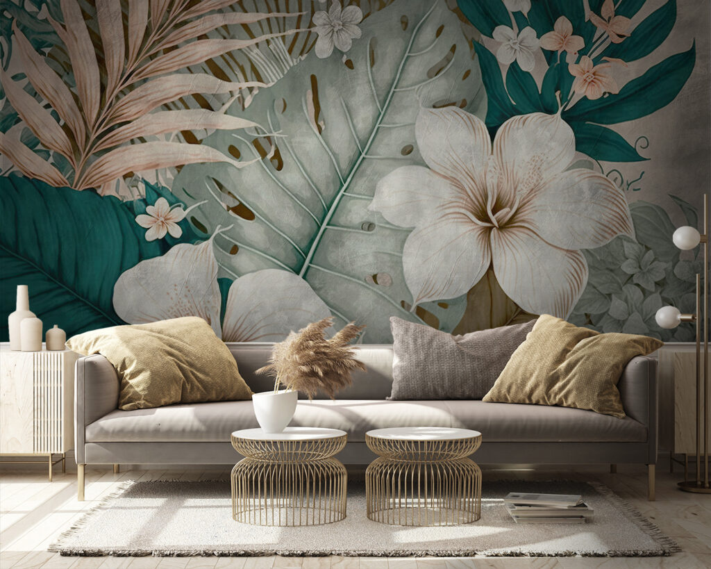 Fiori bianchi su blu-verde — ambiente 5