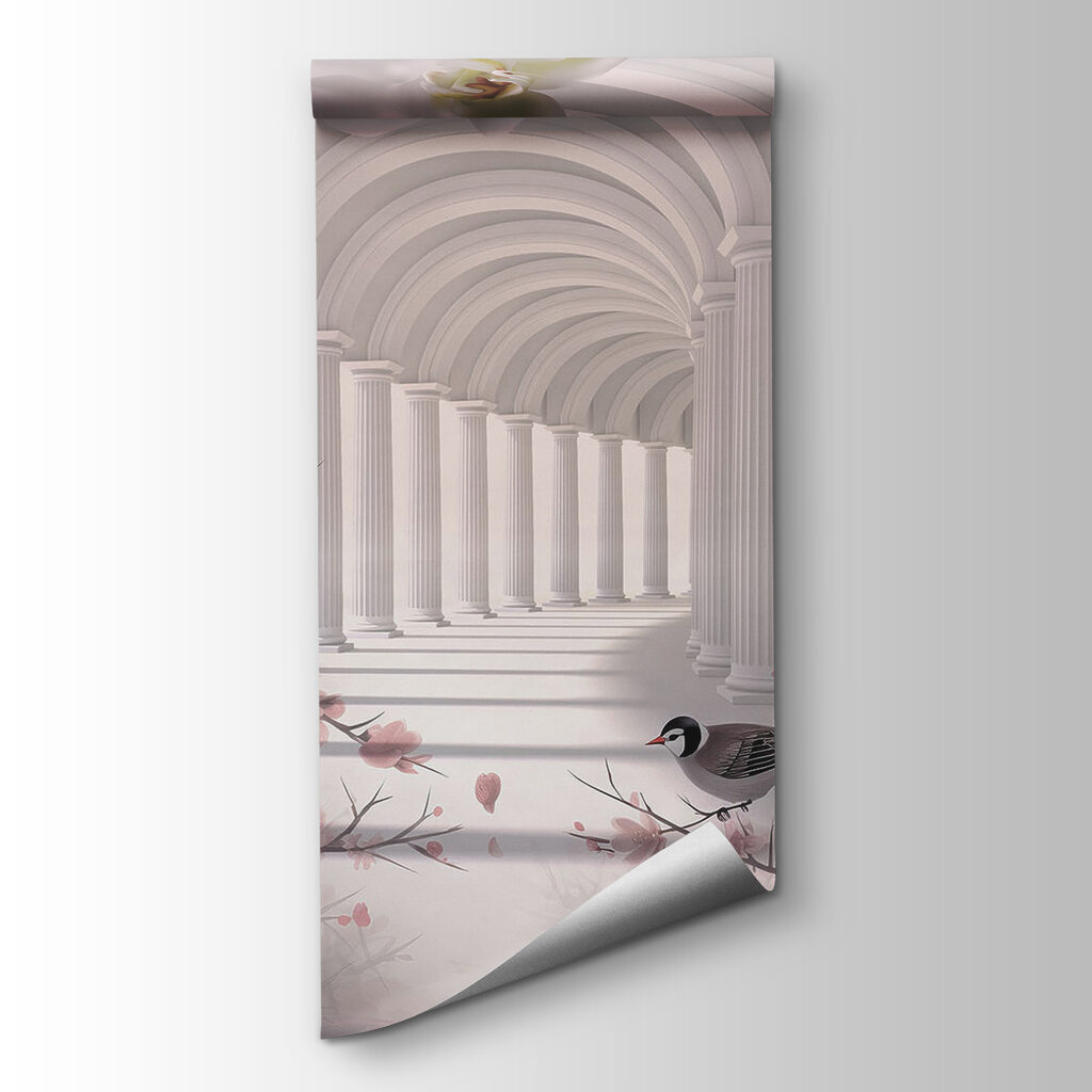 Uccellini tra archi floreali — vista del prodotto
