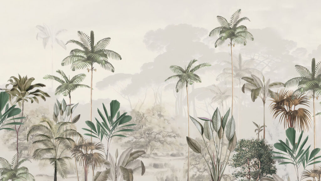 Palme tra colline chiare — design completo