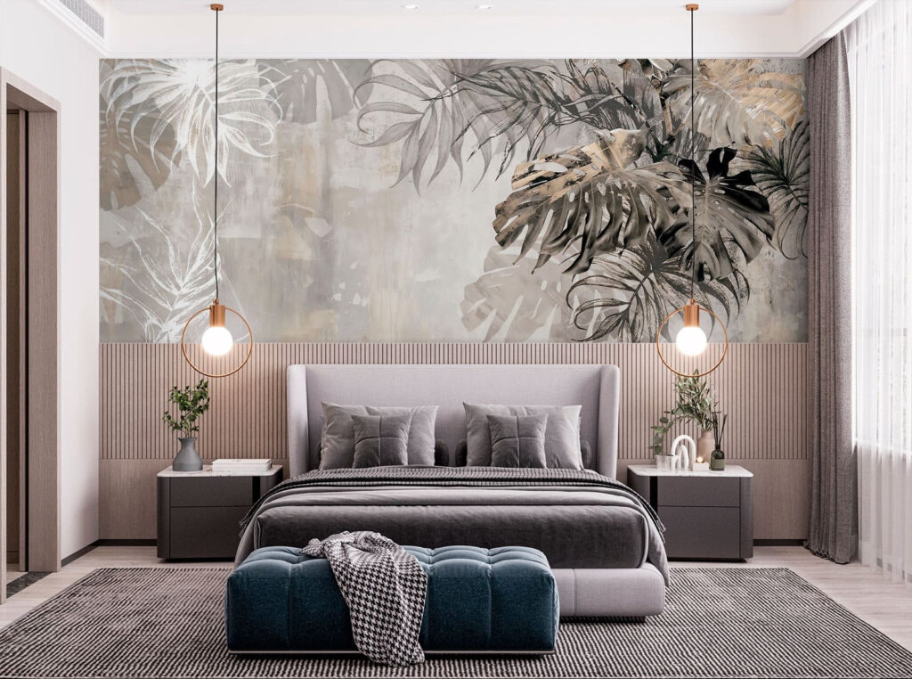Foglie scure su beige — ambiente 2