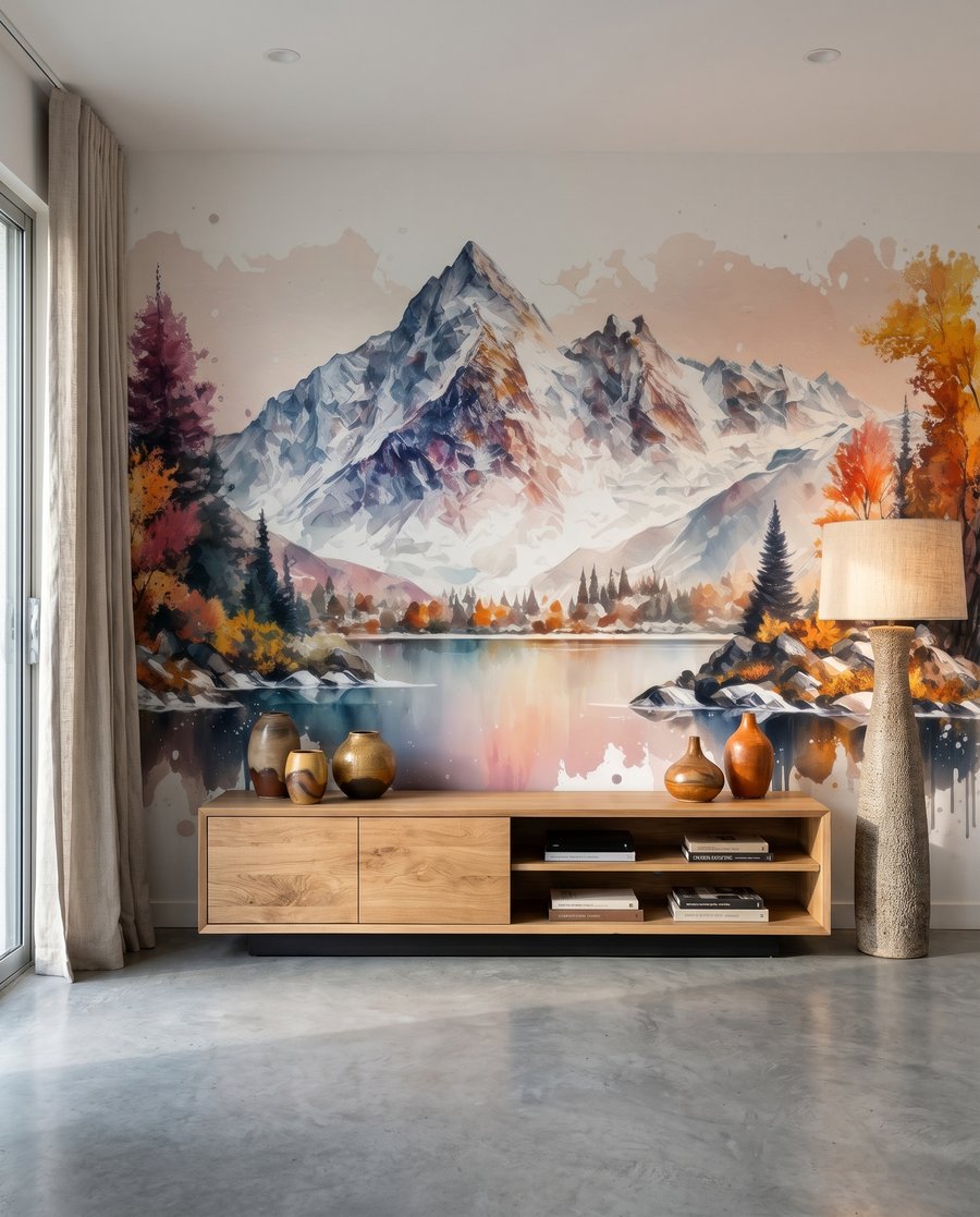 Colori d’autunno sul lago in un ambiente