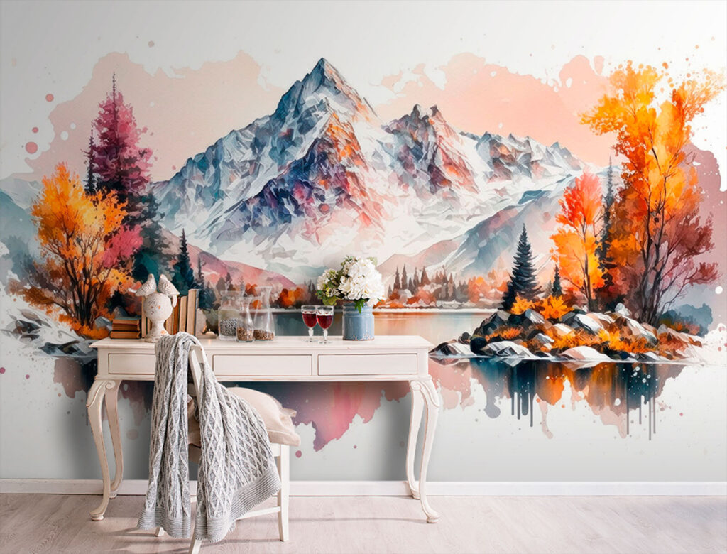 Colori d’autunno sul lago in un ambiente
