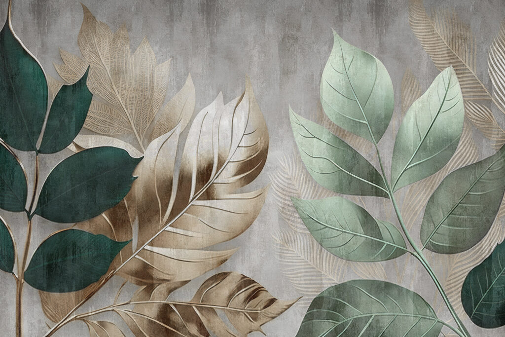 Foglie verdi su muro — design completo