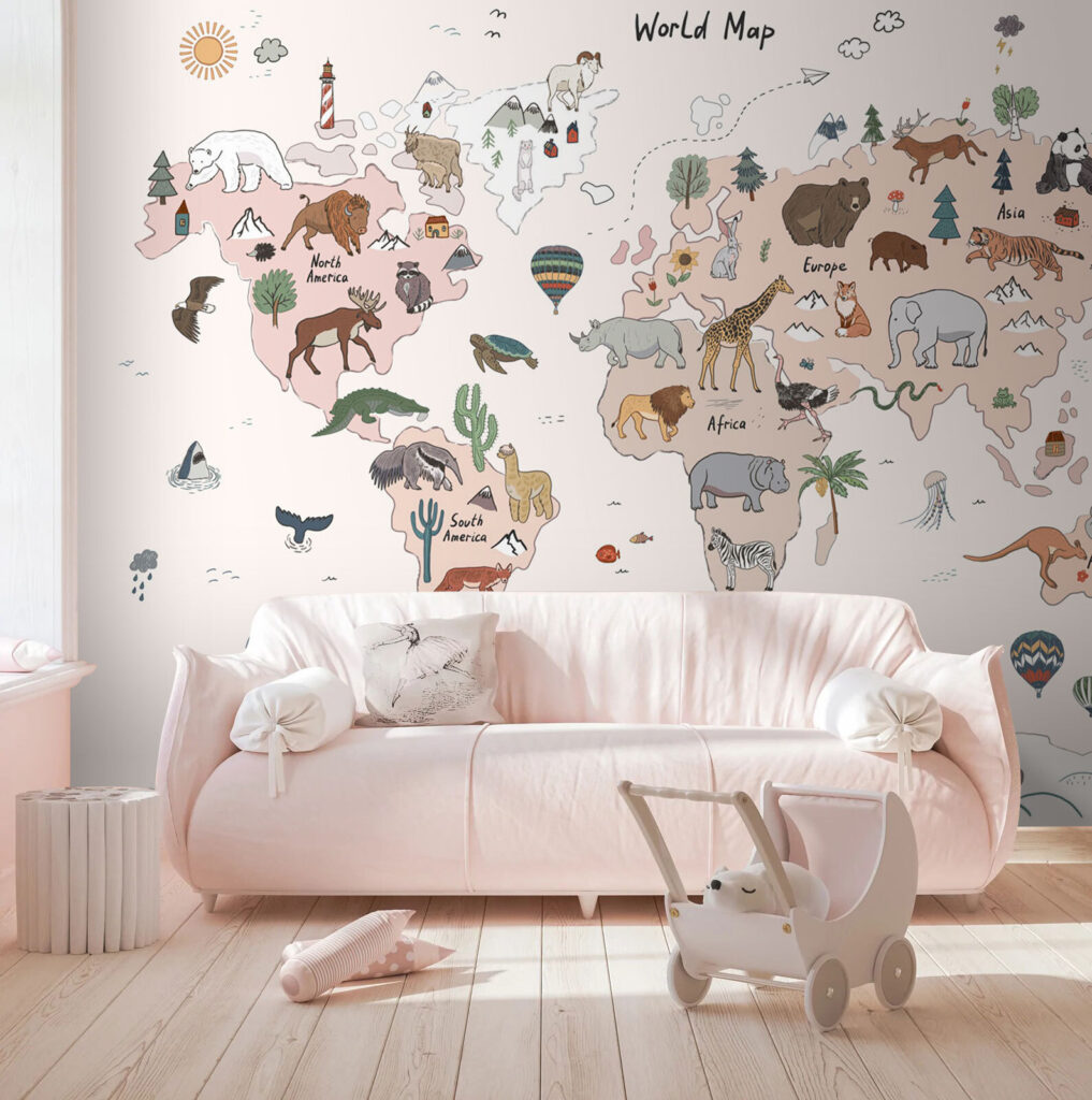 Continenti con animali disegnati — ambiente 2