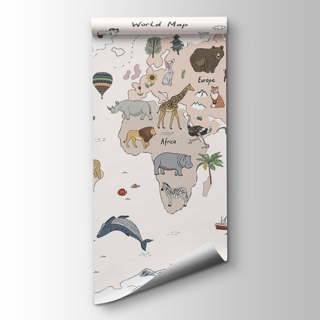 Continenti con animali disegnati — vista del prodotto