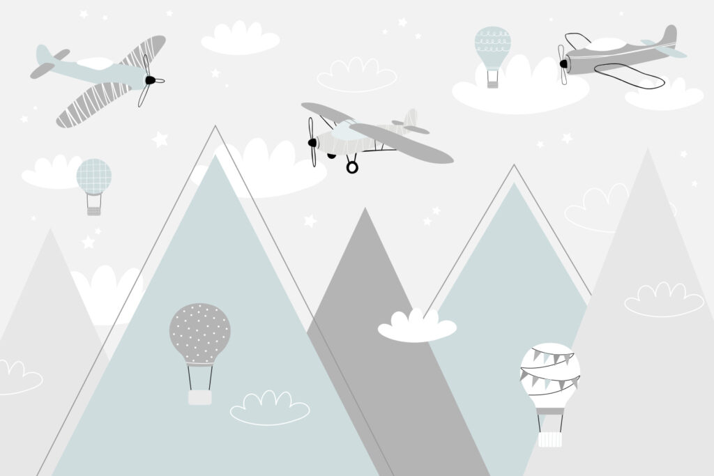 Aerei su montagne chiare — design completo