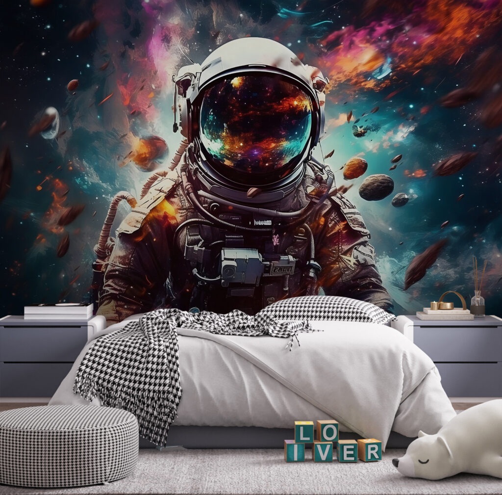 Astronauta tra nebbie colorate — ambiente 2