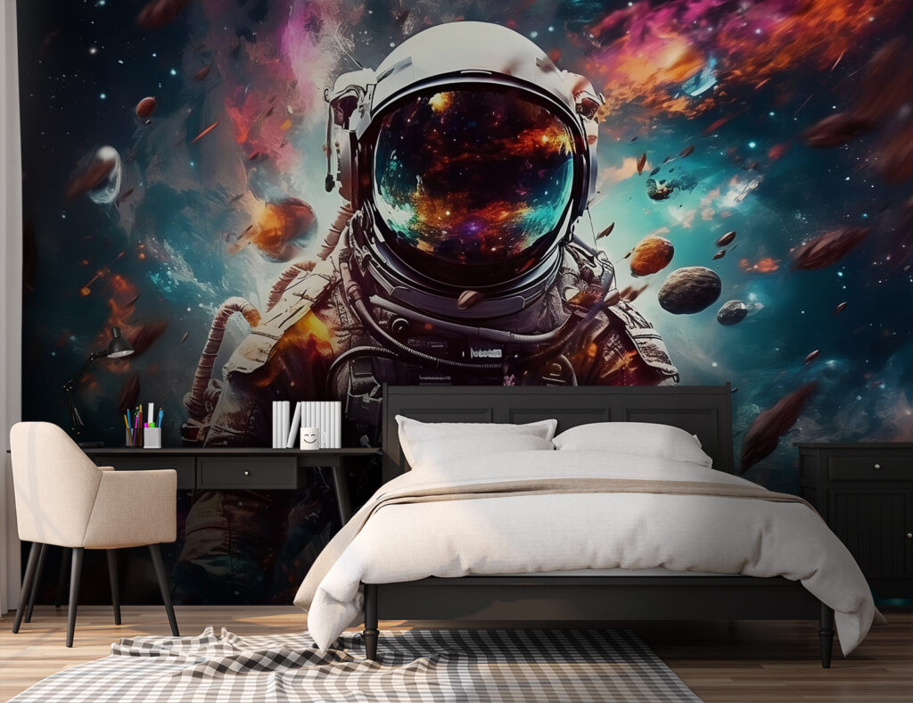 Astronauta tra nebbie colorate — ambiente 4
