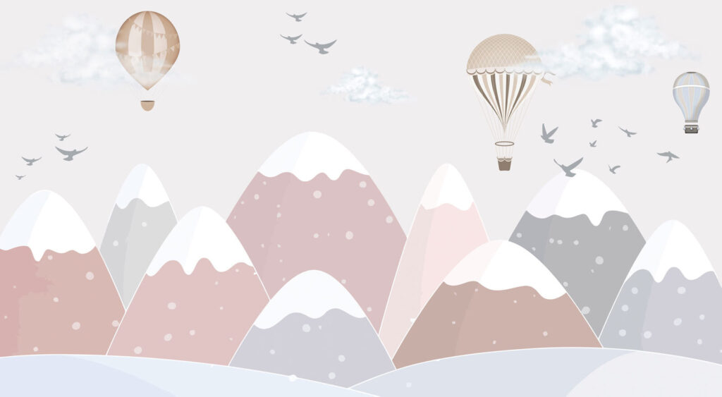 Mongolfiere su monti rosa — design completo