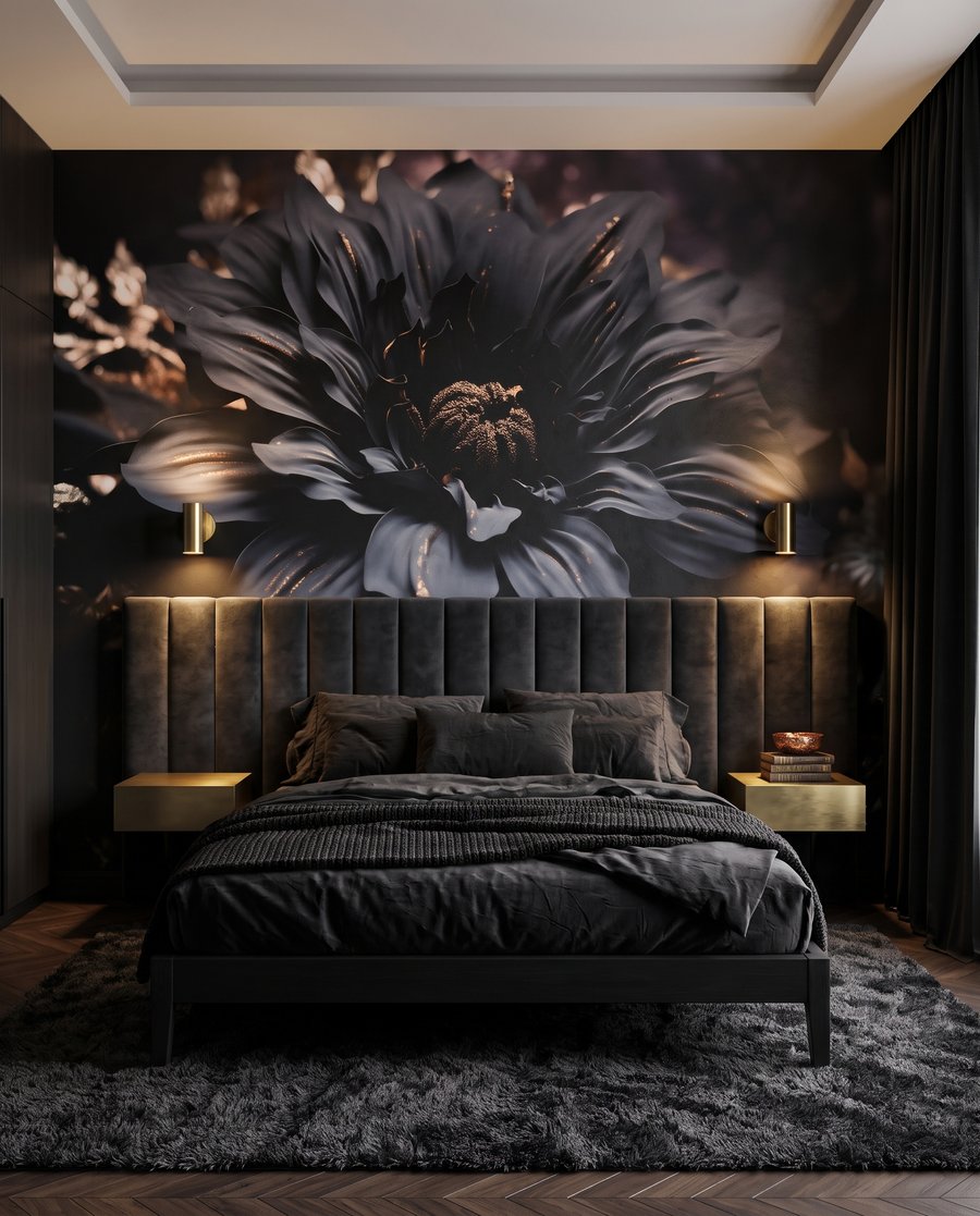 Un fiore blu notte in un ambiente