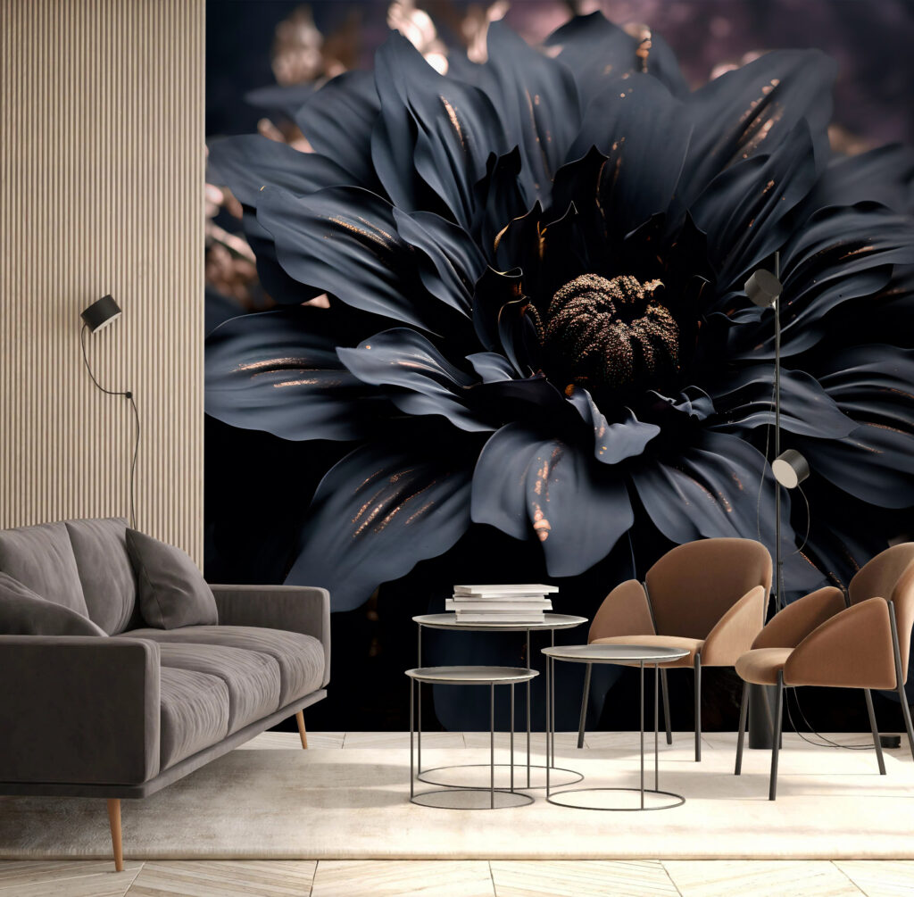 Un fiore blu notte in un ambiente