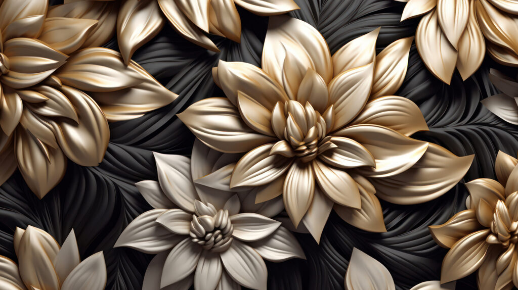 Fiori dorati sul nero — design completo