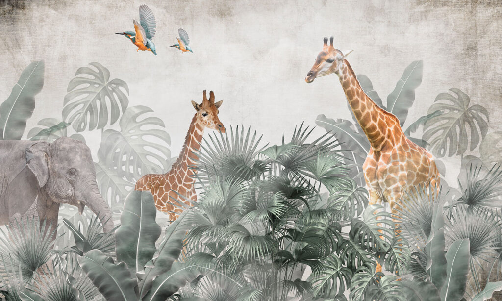 Giraffe tra le palme — design completo