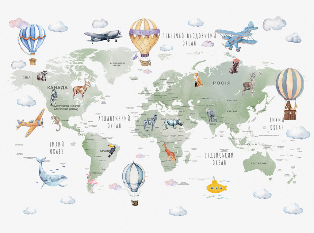 Mappa verde con palloncini — design completo