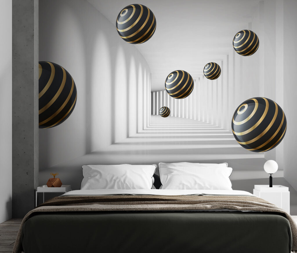 Sfere con anelli dorati — ambiente 3