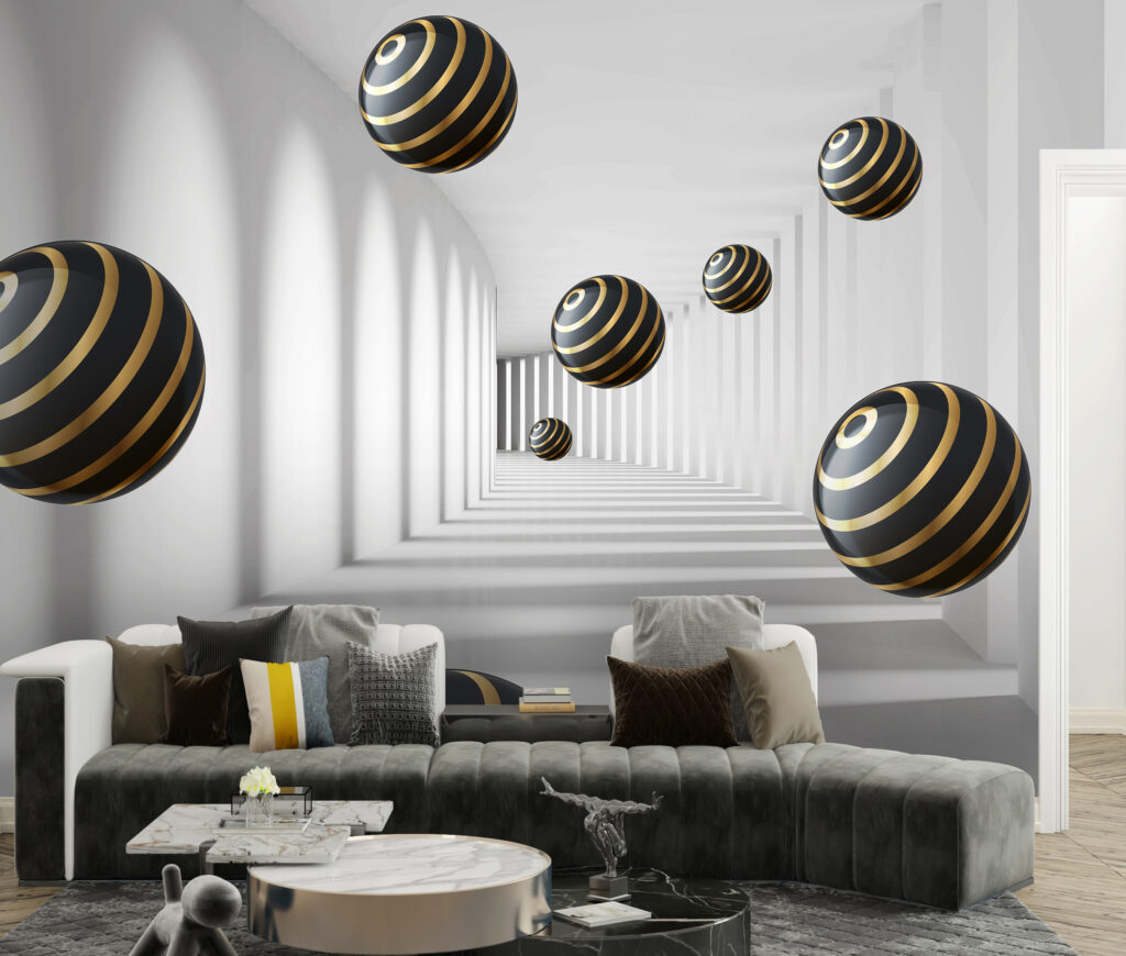 Sfere con anelli dorati — ambiente 4