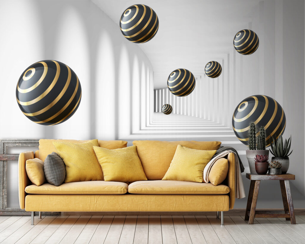 Sfere con anelli dorati — ambiente 6