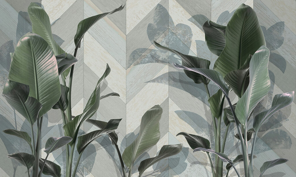 Foglie su forme oblique — design completo