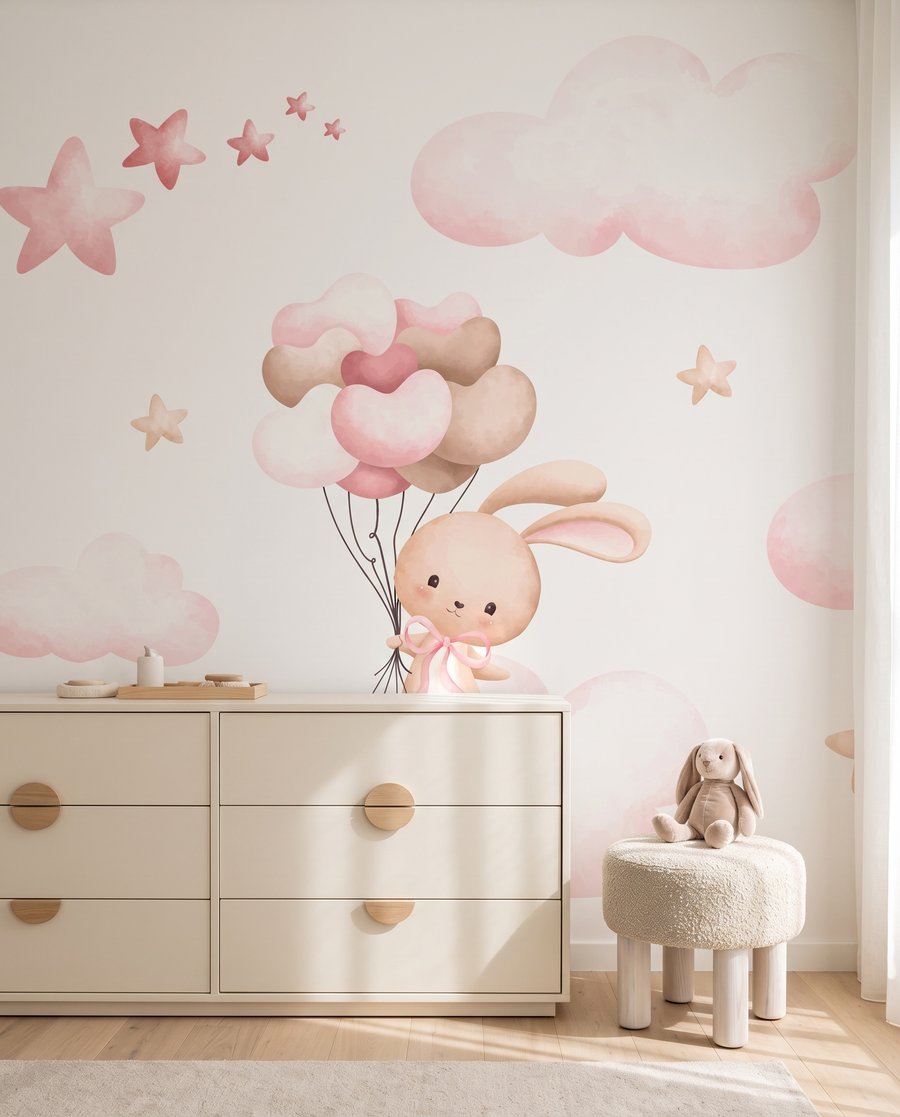 Coniglietti sopra nuvole rosa — ambiente 2