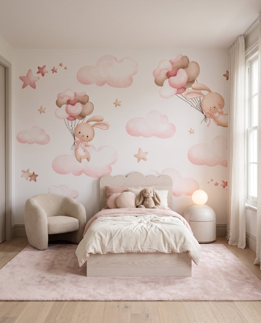 Coniglietti sopra nuvole rosa — ambiente 3