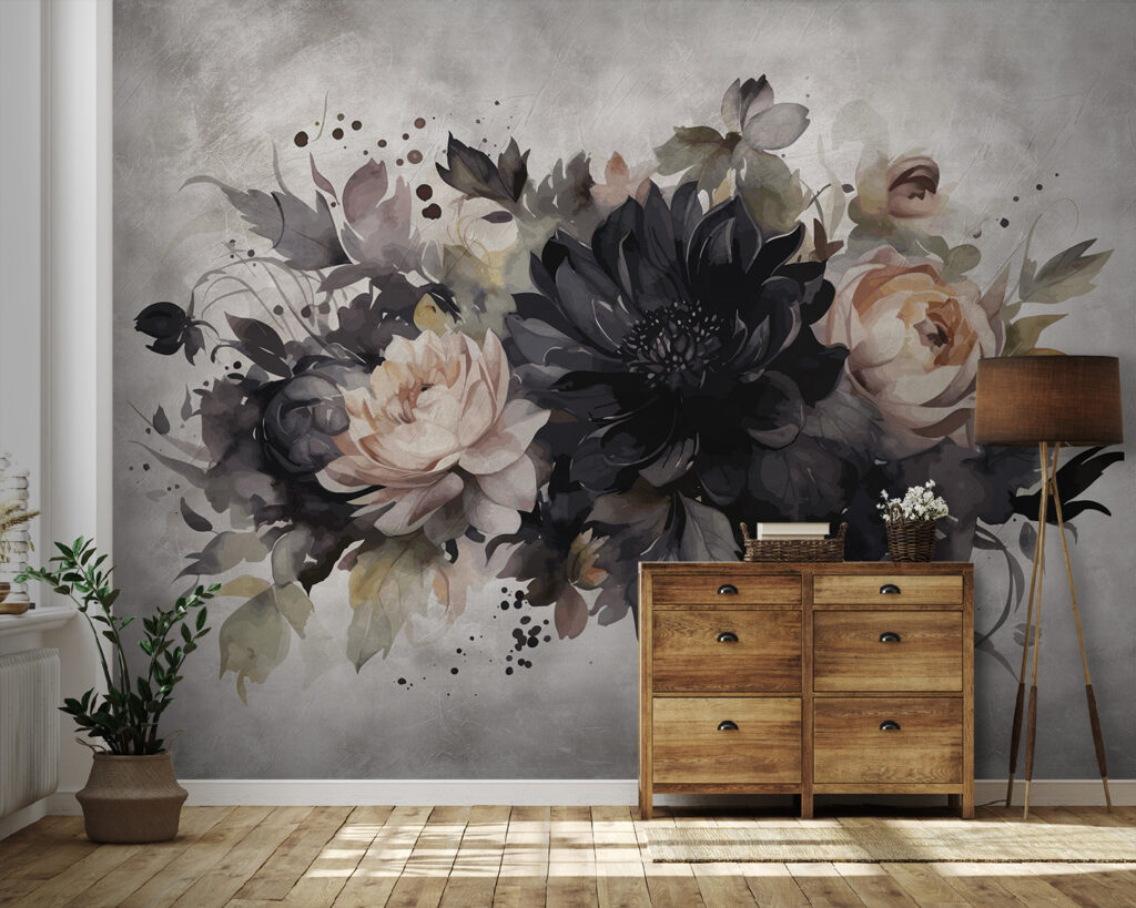 Fiori scuri su bianco — ambiente 1